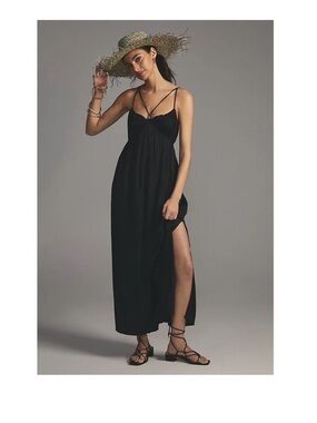 Anthropologie- Halter Side-Slit Maxi Dress black size XL